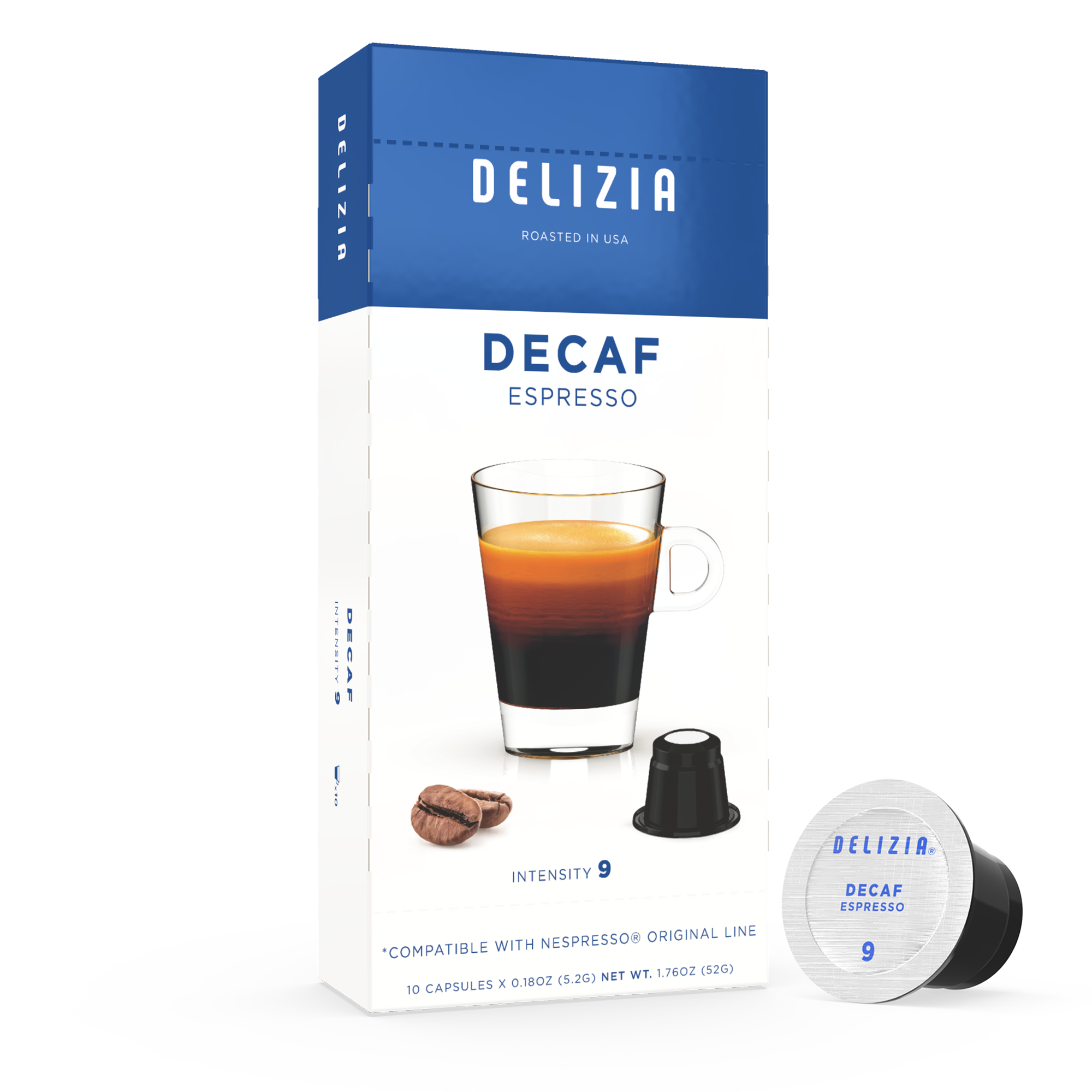 Delizia Coffee Decaf Espresso Nespresso Capsules Compatible