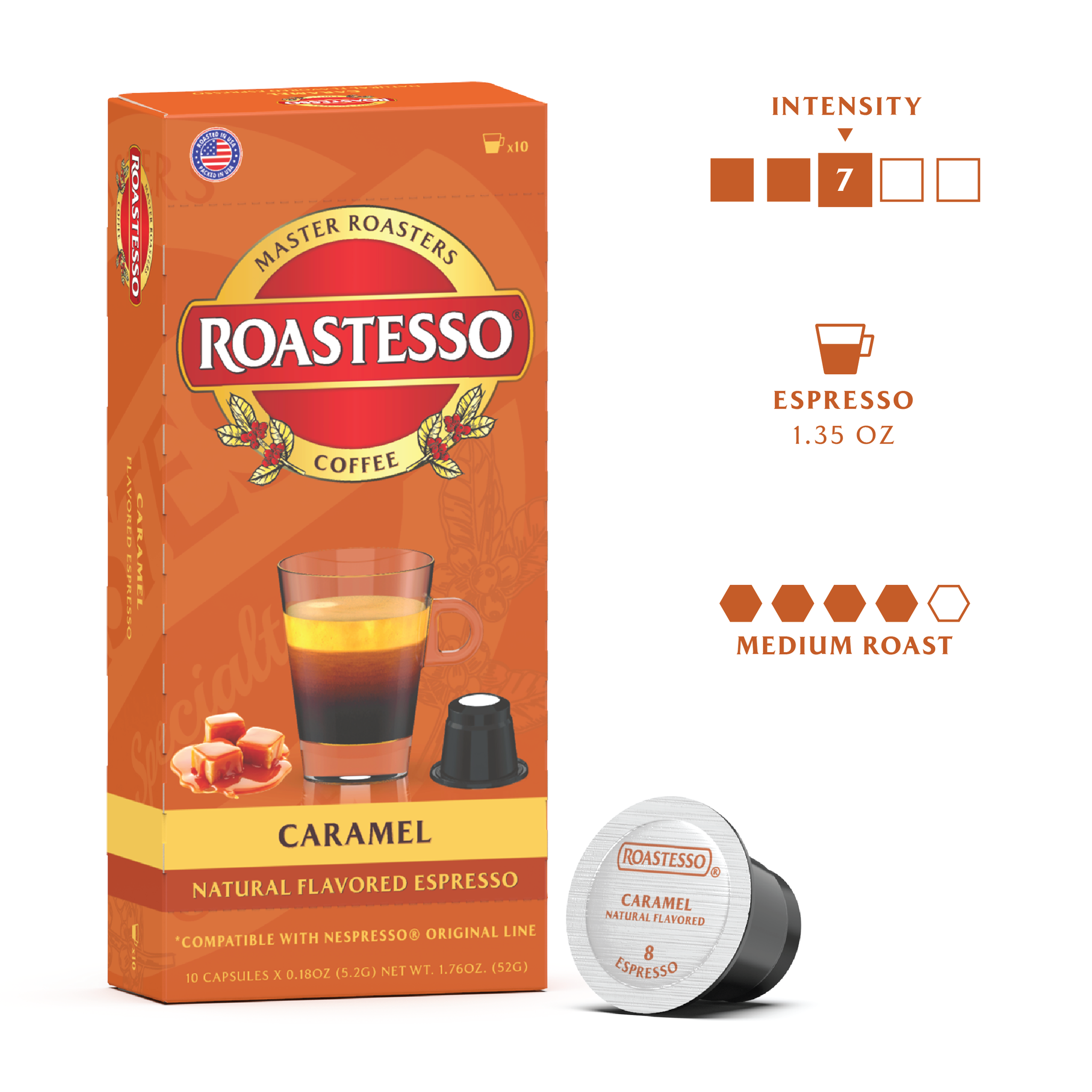 Natural Caramel Flavored Espresso Pods Nespresso Capsules